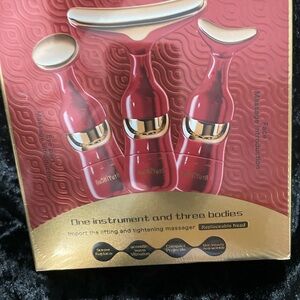 Gushiyun Red and Gold Massage Set.  3 in 1 facial massager to improve skin